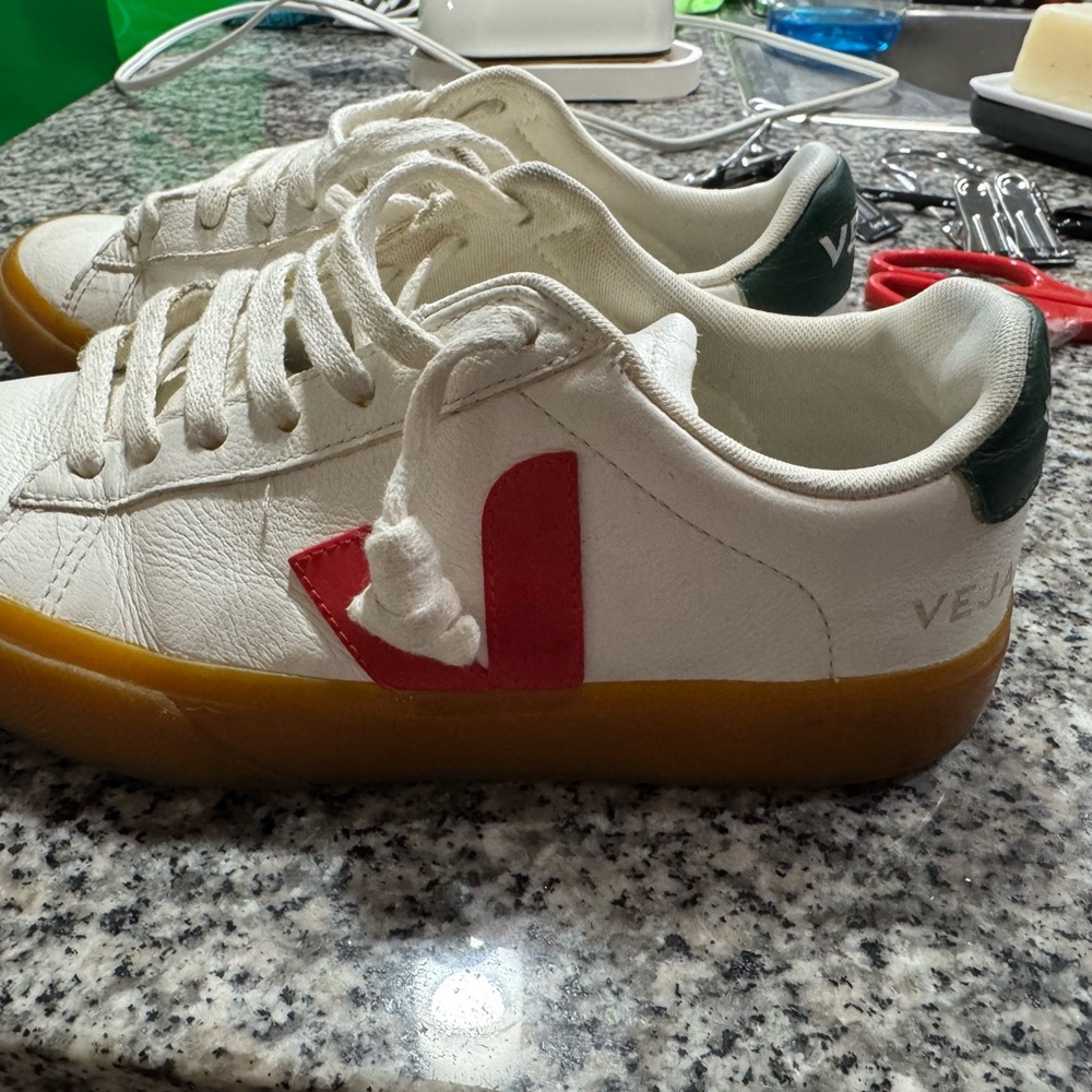 Veja White and Red Sneakers with Gum Sole - Picture 2 of 5